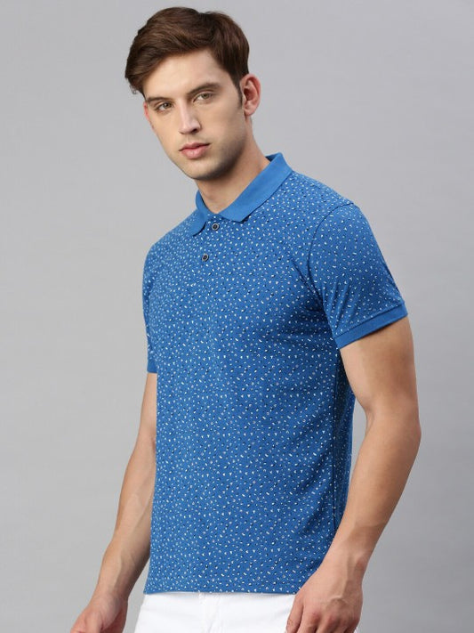 Floral Printed Polo Collar Cotton Regular T-shirt