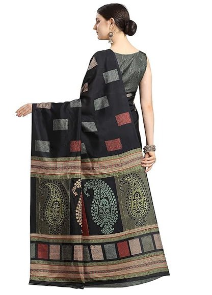 Women's Silk Blend Printed Saree With Blouse Piece