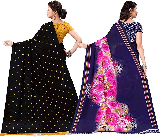 Kashvi sarees Set of 2 Georgette Sarees with Blouse Piece