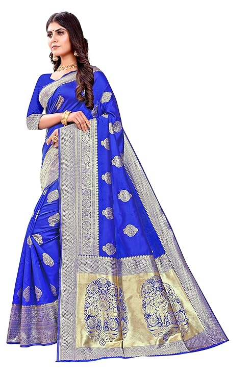 C J Enterprise Women's Pure Kanjivaram Silk Saree Banarasi Silk Saree