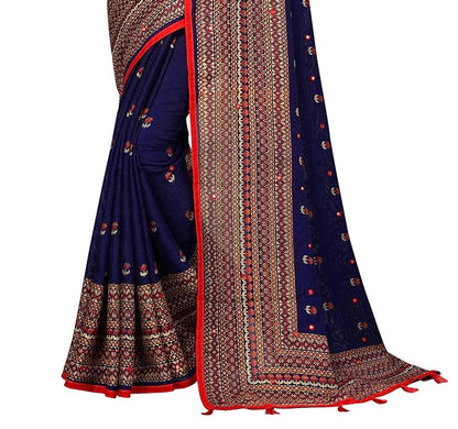 Winza Designer Jute cotton silk Mirror embroidery work saree with blouse