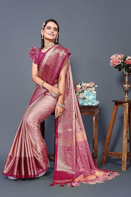 Woven Fancy Cotton Silk Art Silk Saree With Blouse Piece For Women