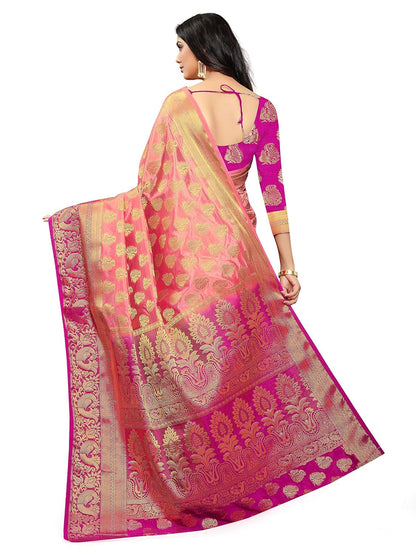 NEEAH Women's Banarasi Art Silk Saree With Unstitched Blouse Piece