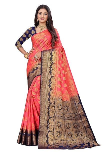 Women's Banarasi Art Silk Saree With Unstitched Blouse Piece