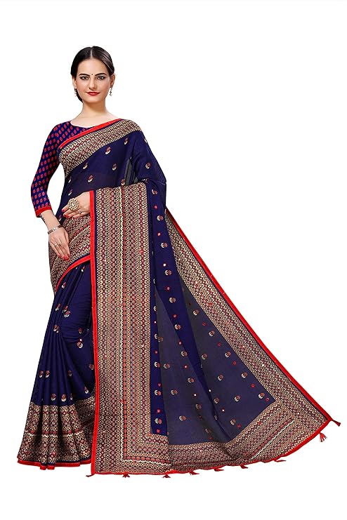 Winza Designer Jute cotton silk Mirror embroidery work saree with blouse