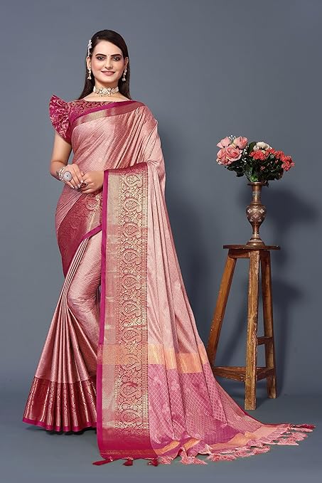 Woven Fancy Cotton Silk Art Silk Saree With Blouse Piece For Women