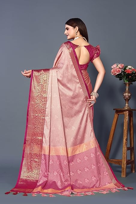 Woven Fancy Cotton Silk Art Silk Saree With Blouse Piece For Women