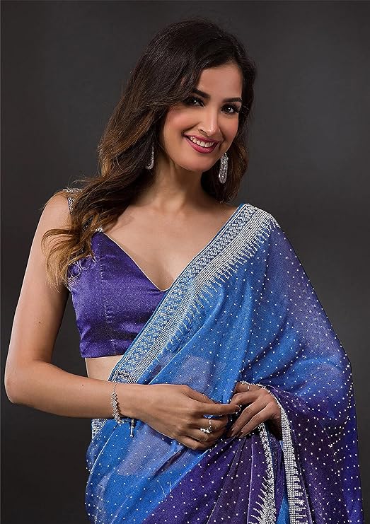 Women's Rangoli silk Beautiful Embroidery Work Saree With Silk Blouse Piece