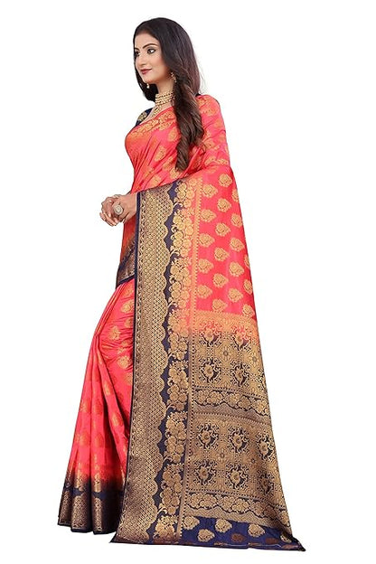 Women's Banarasi Art Silk Saree With Unstitched Blouse Piece