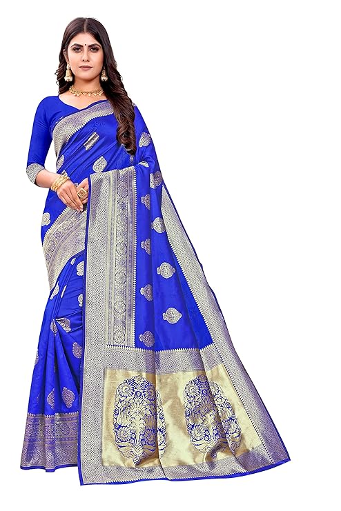 C J Enterprise Women's Pure Kanjivaram Silk Saree Banarasi Silk Saree