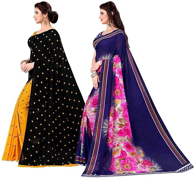 Kashvi sarees Set of 2 Georgette Sarees with Blouse Piece