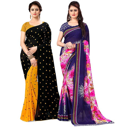 Kashvi sarees Set of 2 Georgette Sarees with Blouse Piece