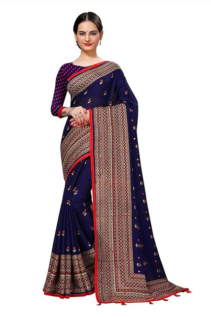 Winza Designer Jute cotton silk Mirror embroidery work saree with blouse