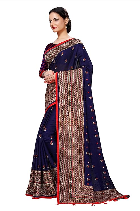 Winza Designer Jute cotton silk Mirror embroidery work saree with blouse