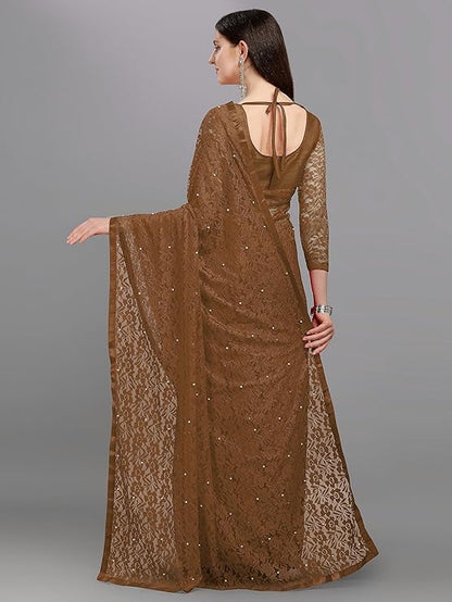 Women's Net Saree With Blouse