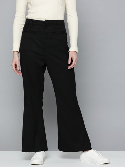 Women Black Bootcut Trousers