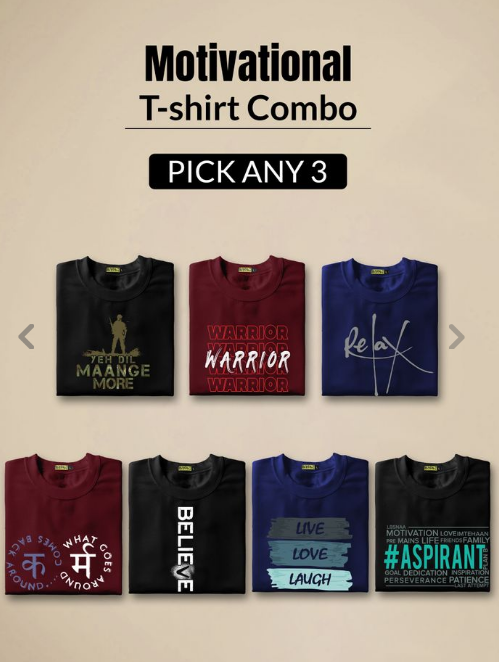 Pick any 3 - Motivational Printed Combo T-shirt for Men