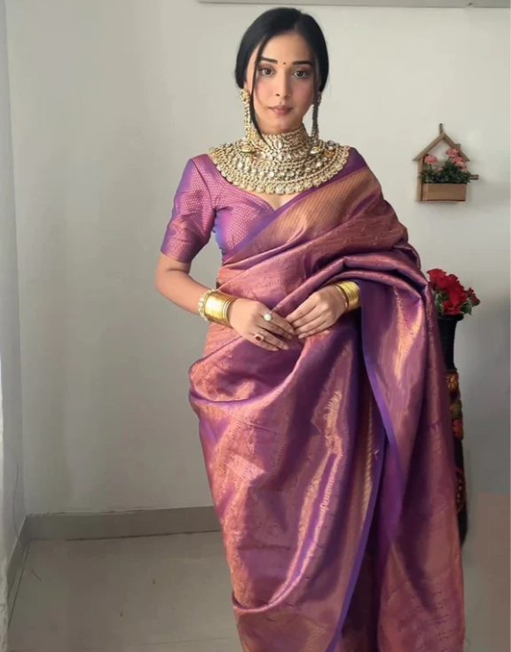 Purple Kanjivaram Silk Ready To Wear Saree