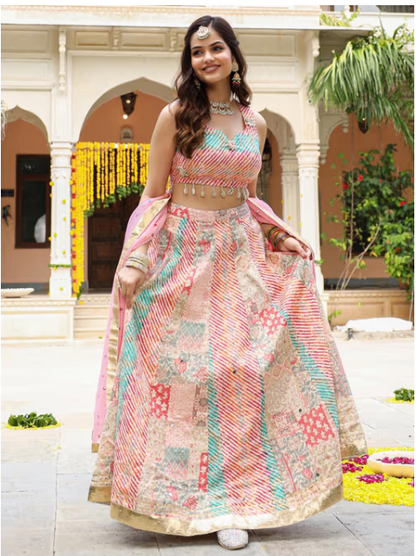 Jasmine Patch Leheriya Lehenga Choli with Dupatta