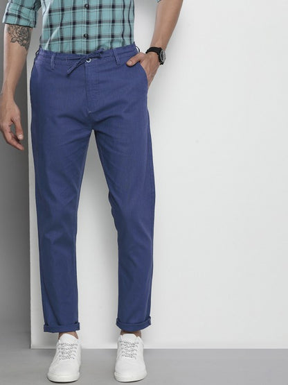 Men Blue Slim Fit Trousers