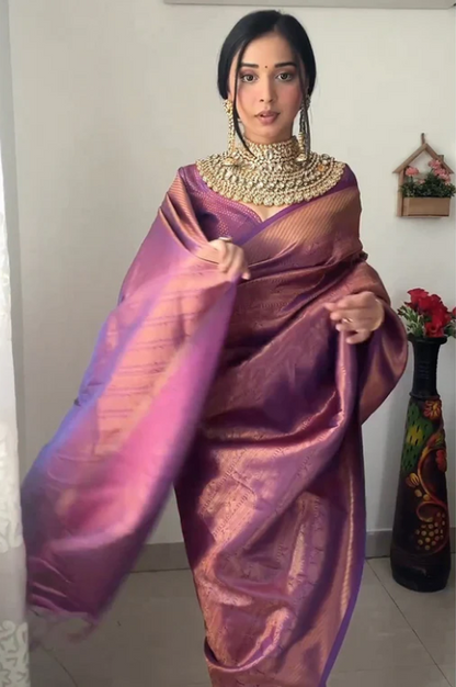 Purple Kanjivaram Silk Ready To Wear Saree