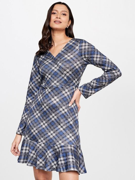 Checkered V Neck Casual Women