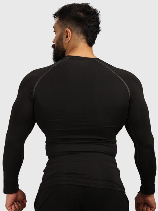 Men Black Raw Edge Compression T-shirt