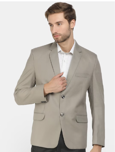 V-Mart Men Beige Solid Single-Breasted Casual Blazer