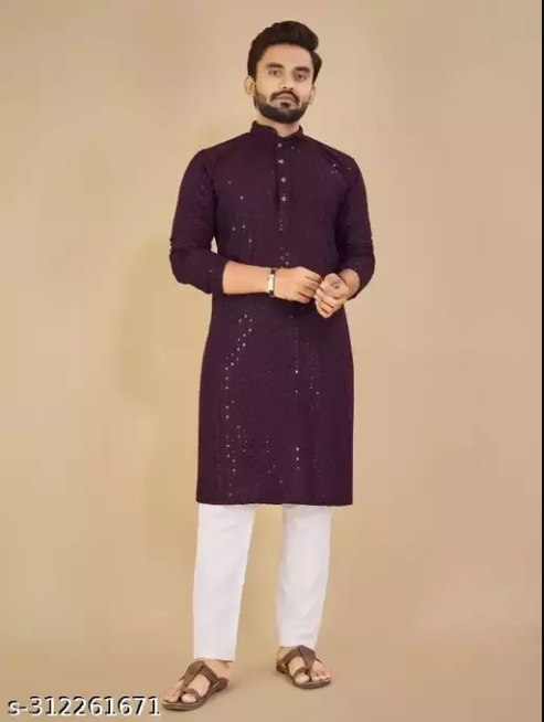 Nellist Men Embroidered Straight Kurta