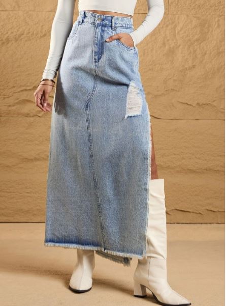 Khhalisi Skirts for Women High Waist Stain Casual Long Skirt for Women Fashion for Girls