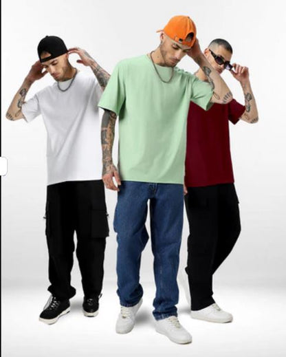 Veirdo Pack of 3 Plain Oversized T-shirts