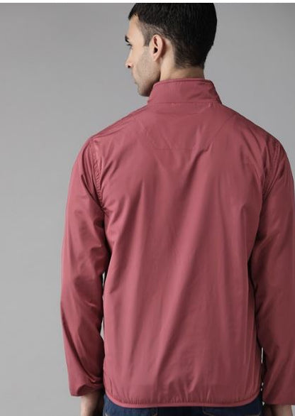 Men Maroon Solid Tailored Jacket