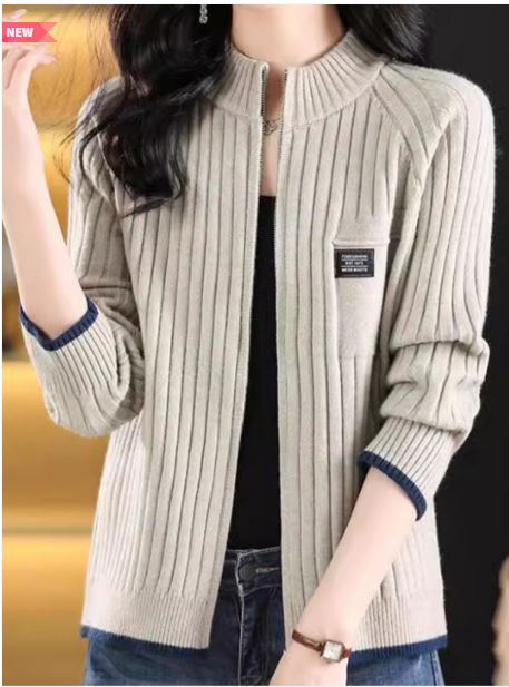 StyleCast Women Cable Knit with Zip Detail Detail Sweater