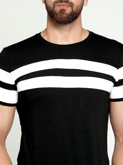 Men Black Striped T-shirt