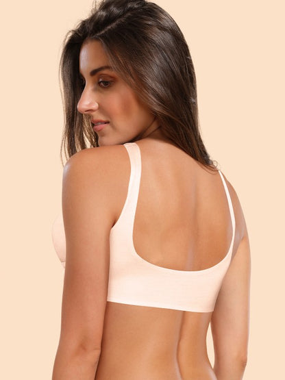 Cream Ultimate Softness Bamboo Cotton Slip-on T-shirt Bra Padded and Wirefree