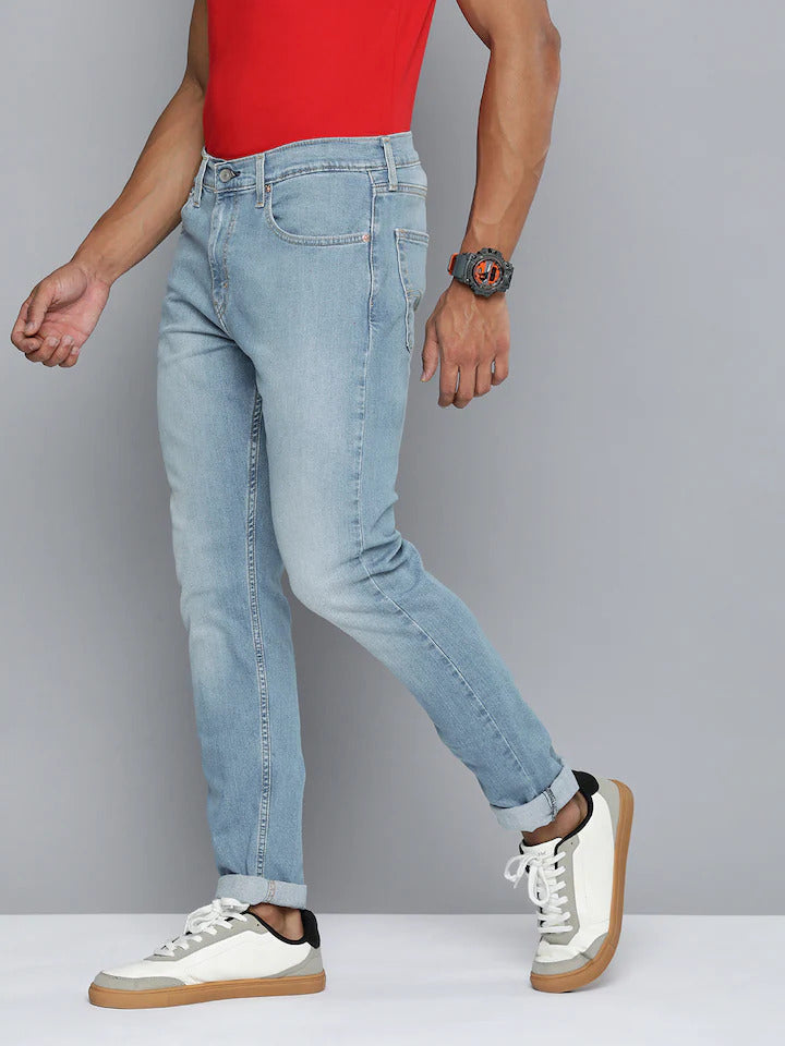 LIGHT BLUE SLIM TAPERED FIT JEANS