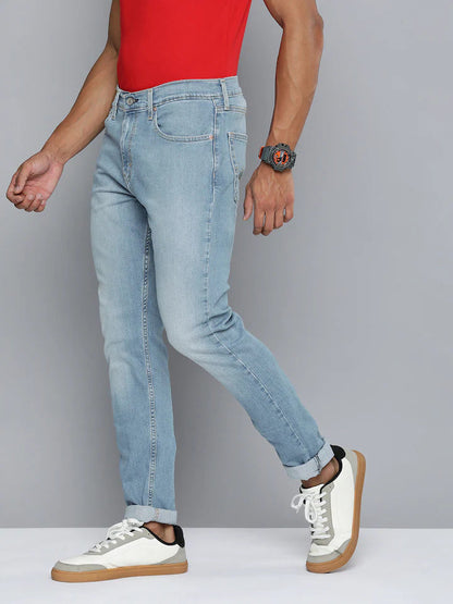 LIGHT BLUE SLIM TAPERED FIT JEANS