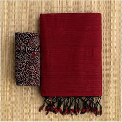 Maroon colour traditional looking chanderi cotton saree