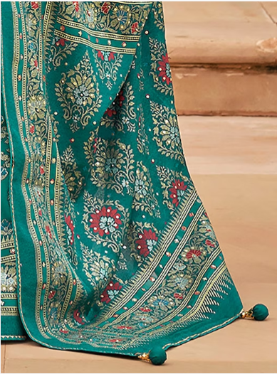 Ethnic Motifs Woven Design Brasso Banarasi Saree