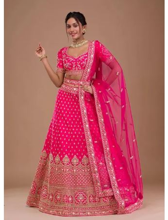 Attractive Pink Color Heavy Sequence Work Lehenga Choli Bride