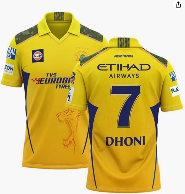 CSK Jersey MS Dhoni 7 Chennai Cricket Team Half Sleeve Jersey 2023/2024_Boys Men & M