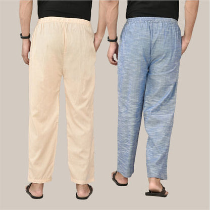 COMBO OF 2 COTTON MEN HANDLOOM PANT PINK AND DENIM