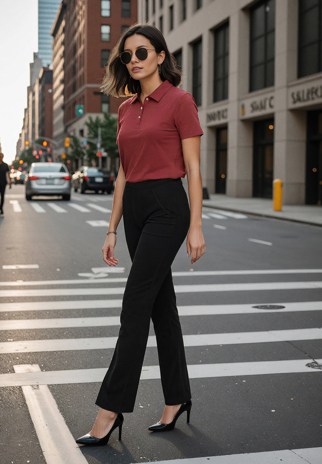 Blissclub High-Waisted Cotton Flare Pants with 4 Pockets