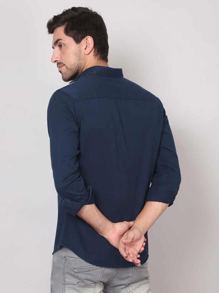 Navy Blue Sulphur Twill Shirt for Men