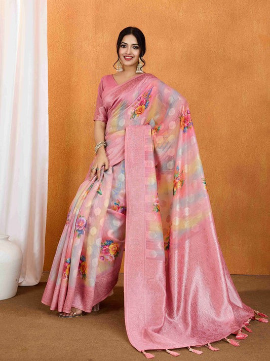 Floral Zari Silk Cotton Banarasi Saree