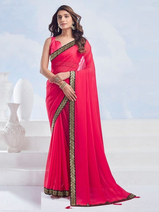 Solid Laced Border Saree