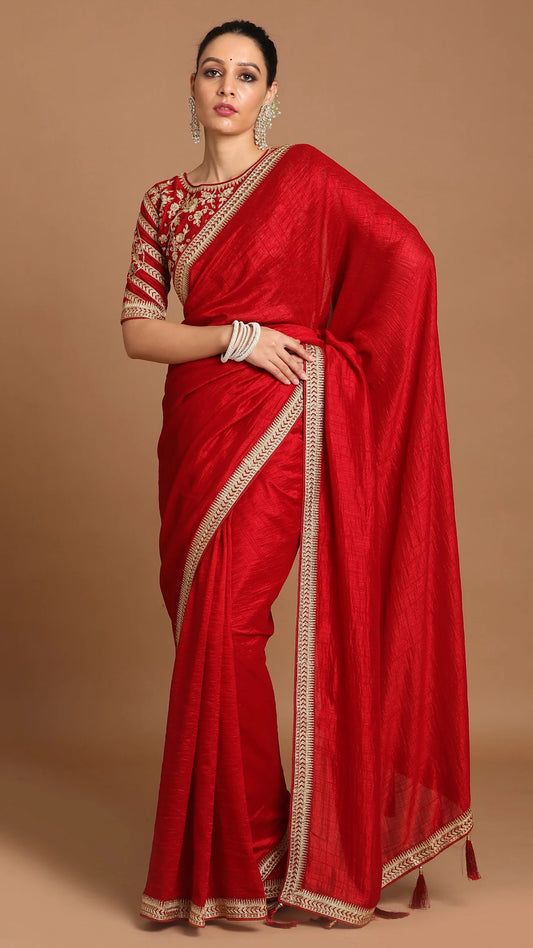 Splendid Dark Red Saree