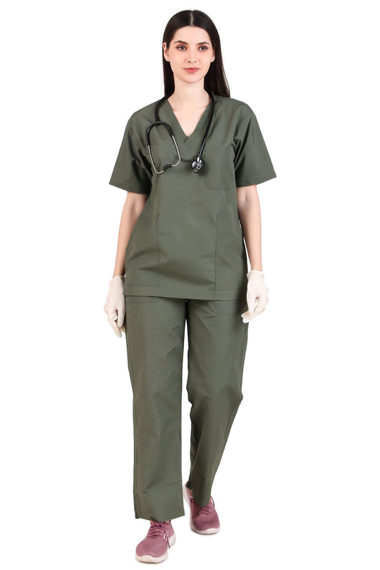 Women’s 5-Pocket Performance Scrub (Olive Green)