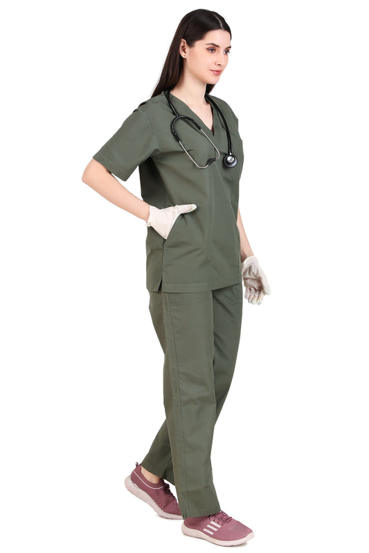 Women’s 5-Pocket Performance Scrub (Olive Green)