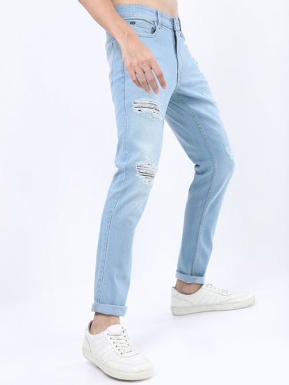 Ketch Men Blue Slim Fit Highly Distressed Jeans